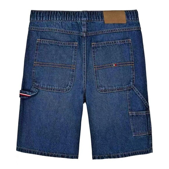 TOMMY HILFIGER Big Boys Pull On Denim Utility Carpenter Jean Shorts Blue L 16-18 - Picture 2 of 5